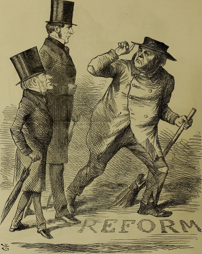 An illustration from The Rt. Hon. John Bright, M. P. : cartoons from the collection of "Mr. Punch", 1898, leaf 37