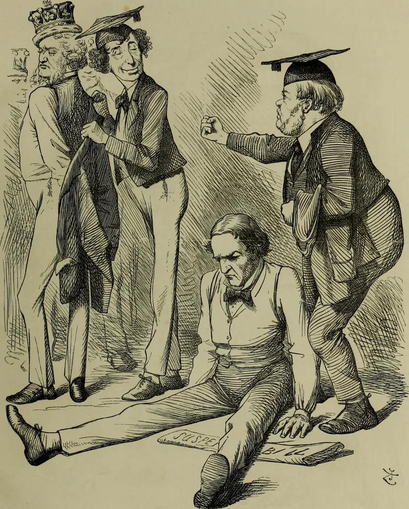 An illustration from The Rt. Hon. John Bright, M. P. : cartoons from the collection of "Mr. Punch", 1898, leaf 44