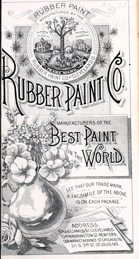 An illustration from Rubber Paint Co., manufacturers of the best paint in the world : [catalogue]., 1888, leaf 1