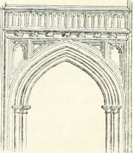 An illustration from Rudimentary architecture: for the use of beginners. The history and description of the styles of architecture of various countries, from the earliest to the present period .., 1874, leaf 128