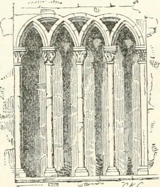 An illustration from Rudimentary architecture: for the use of beginners. The history and description of the styles of architecture of various countries, from the earliest to the present period .., 1874, leaf 54