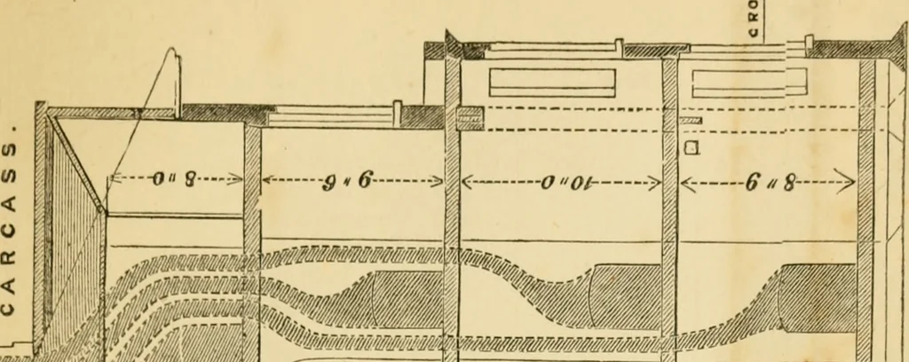 An illustration from Rudimentary treatise on the erection of dwelling-houses : illustrated by a perspective view, plans, elevations, and sections of a pair of semi-detached villas with the specification, quantities, and estimates and every requisite detail, in sequence, for their construction and finishing / by S.H. Brooks., 1874, leaf 204