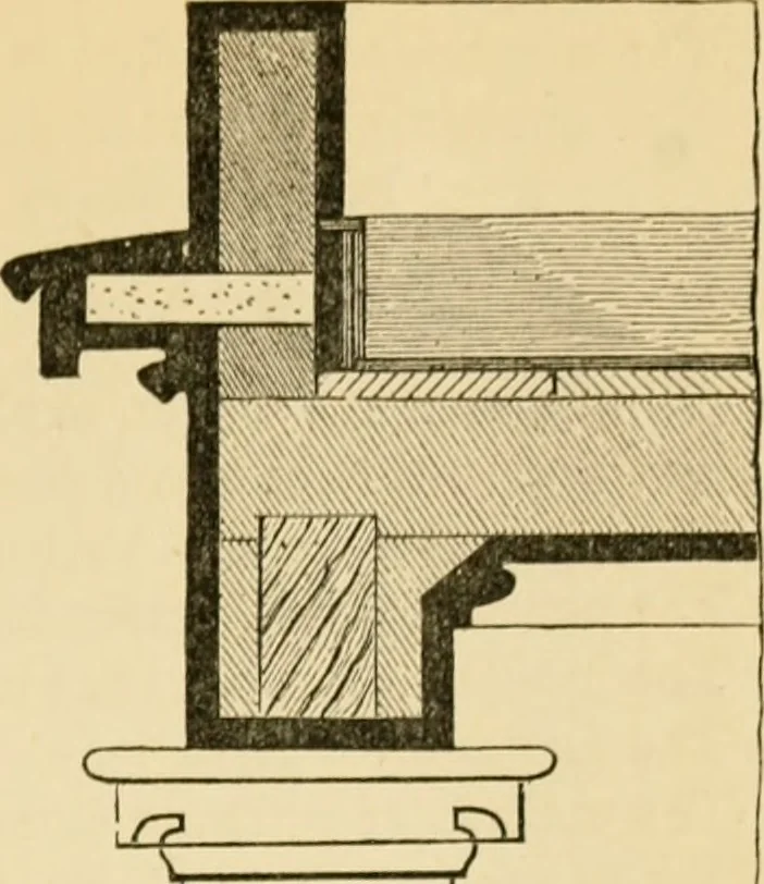 An illustration from Rudimentary treatise on the erection of dwelling-houses : illustrated by a perspective view, plans, elevations, and sections of a pair of semi-detached villas with the specification, quantities, and estimates and every requisite detail, in sequence, for their construction and finishing / by S.H. Brooks., 1874, leaf 228