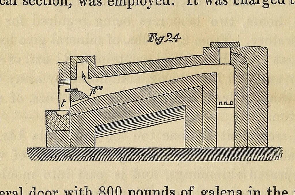 An illustration from A rudimentary treatise on the metallurgy of silver and lead .., 1861, leaf 130