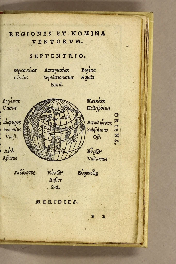 An illustration from Rudimentorum cosmographicorum Ioan. Honteri Coronensis libri III. cum tabellis geographicis elegantissimis. : De uariarum rerum nomenclaturis classes, liber I, 1548, leaf 71