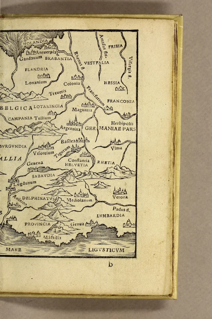 An illustration from Rudimentorum cosmographicorum Ioan. Honteri Coronensis libri III. cum tabellis geographicis elegantissimis. : De uariarum rerum nomenclaturis classes, liber I, 1548, leaf 77