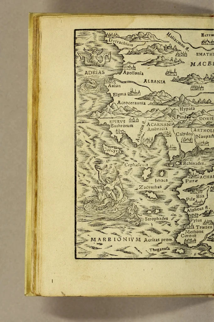An illustration from Rudimentorum cosmographicorum Ioan. Honteri Coronensis libri III. cum tabellis geographicis elegantissimis. : De uariarum rerum nomenclaturis classes, liber I, 1548, leaf 84