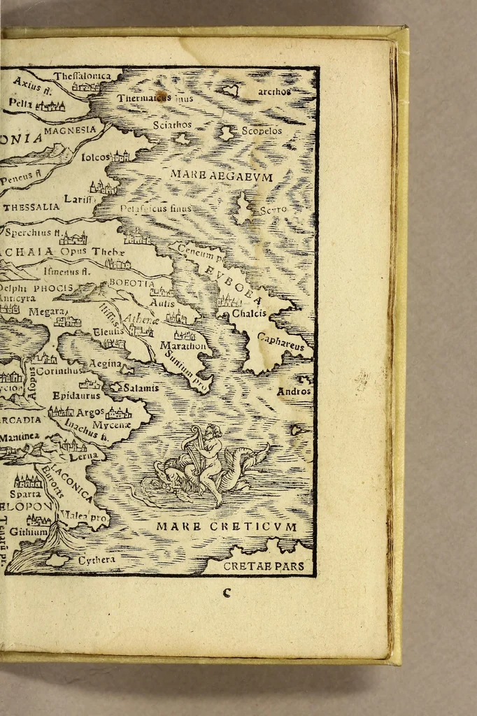An illustration from Rudimentorum cosmographicorum Ioan. Honteri Coronensis libri III. cum tabellis geographicis elegantissimis. : De uariarum rerum nomenclaturis classes, liber I, 1548, leaf 85