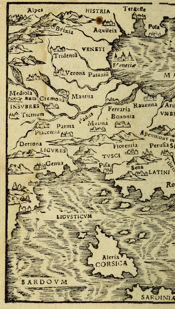 An illustration from Rudimentorum cosmographicorum Ioan. Honteri Coronensis libri III. cum tabellis geographicis elegantissimis. : De uariarum rerum nomenclaturis classes, liber I, 1548, leaf 86