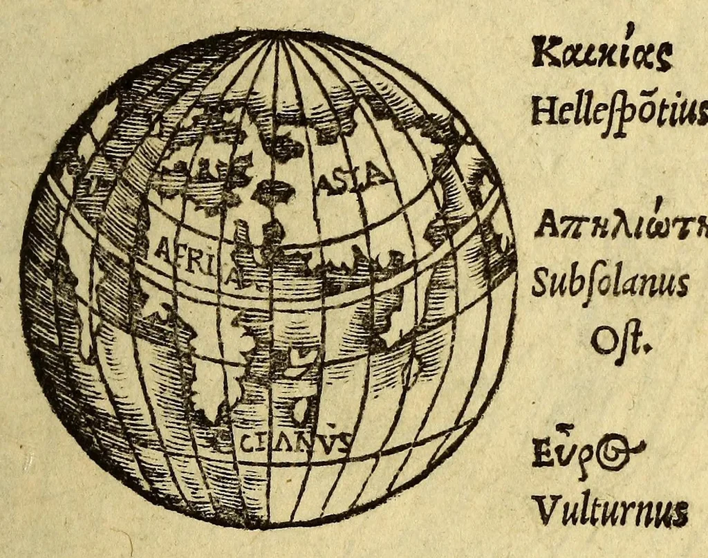 An illustration from Rudimentorum cosmographicorum Ioan. Honteri Coronensis libri III. cum tabellis geographicis elegantissimis. : De uariarum rerum nomenclaturis per classes, liber I, 1552, leaf 71
