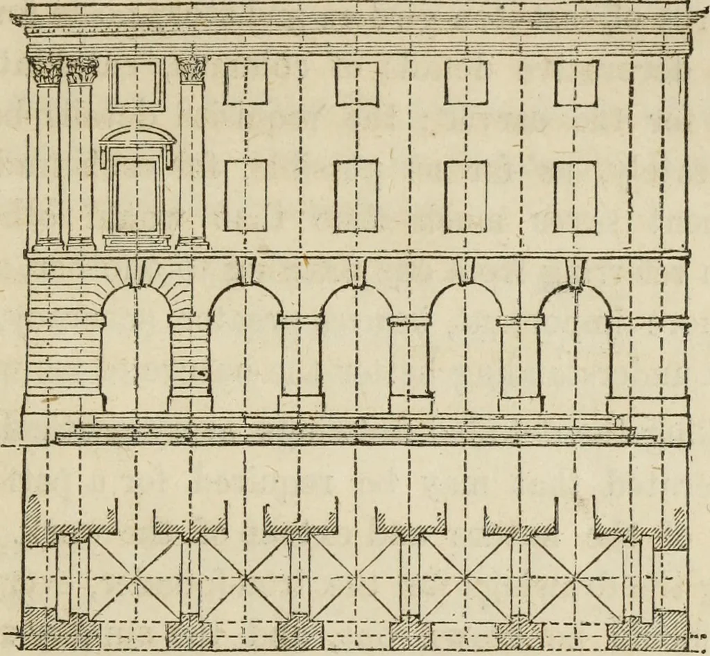 An illustration from Rudiments of the art of building : represented in five sections [...] for the use of architects, builders, draghtsmen, machinists, engineers and mechanics, 1853, leaf 172