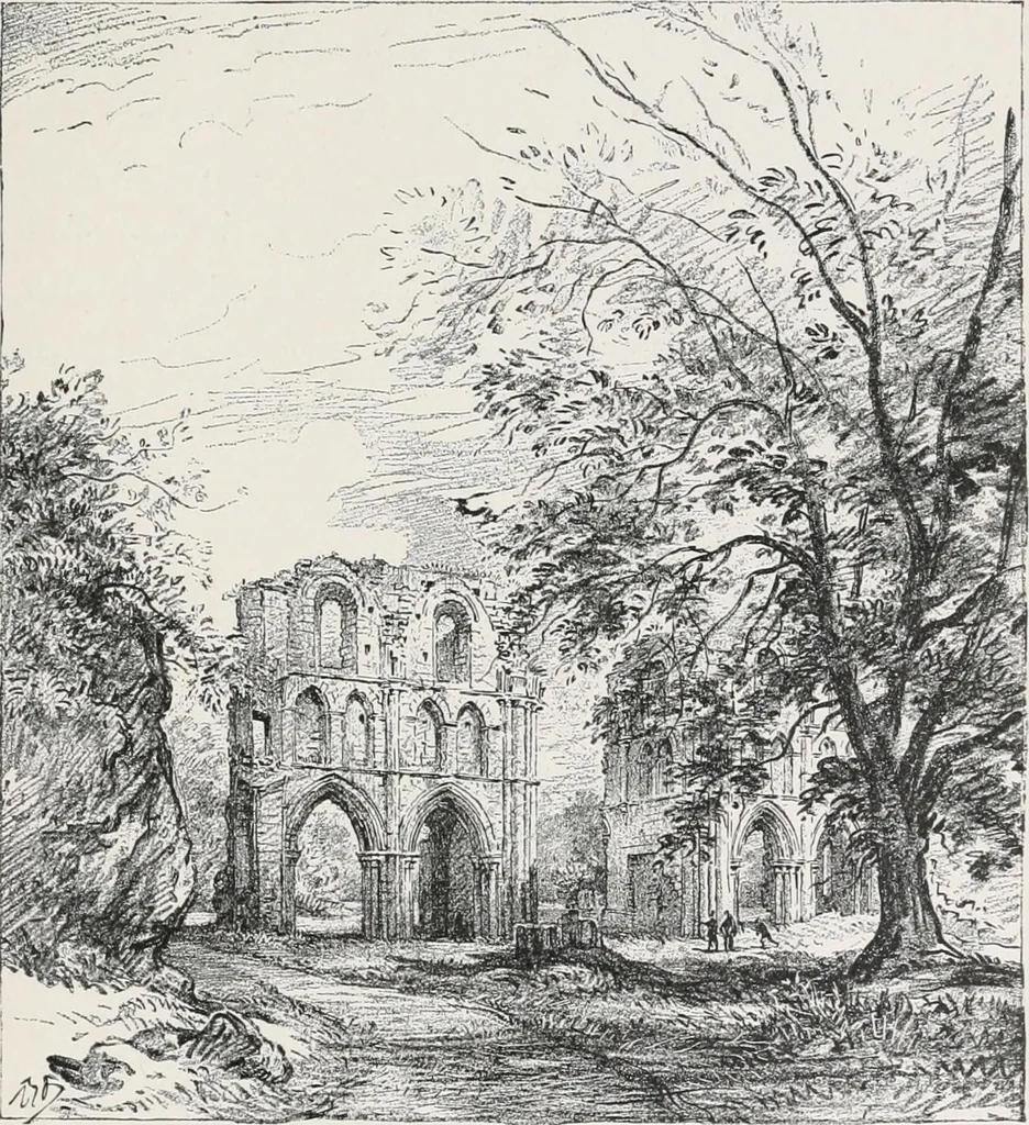 An illustration from The ruined abbeys of Yorkshire, 1891, leaf 186