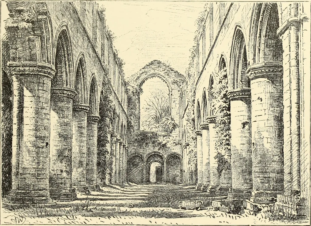 An illustration from The ruined abbeys of Yorkshire, 1883, leaf 48