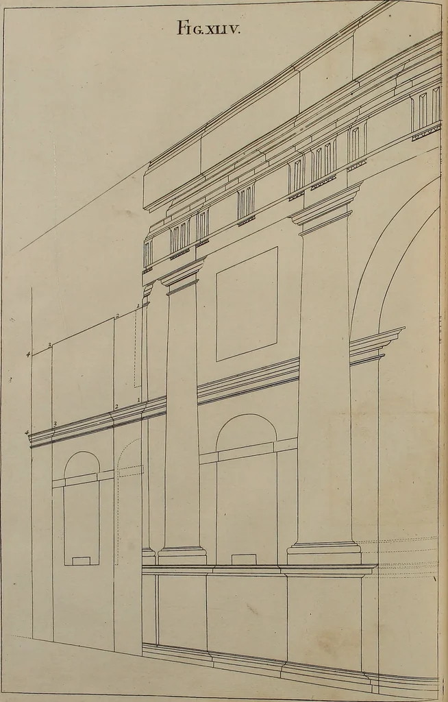 An illustration from Rules and examples of perspective, proper for painters and architects, etc. In English and Latin ... by .., 1707, leaf 157