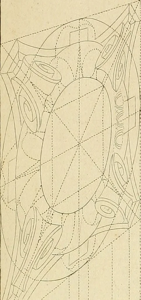 An illustration from Rules and examples of perspective proper for painters and architects, etc. in English and Latin :‡bcontaining a most easie and expeditious method to delineate in perspective all designs relating to architecture, after a new manner, wholly free from the confusion of occult lines /‡cby that great master thereof, Andrea Pozzo, Soc. Jef. engraven in 105 ample folio plates, and adorn'd with 200 initial letters to the explanatory discourses ; printed from copper-plates ony best paper by John Sturt ; done into English from the original printed at Rome 1693 in Lat. and Ital. by Mr John James of Greenwich, 1693, leaf 102