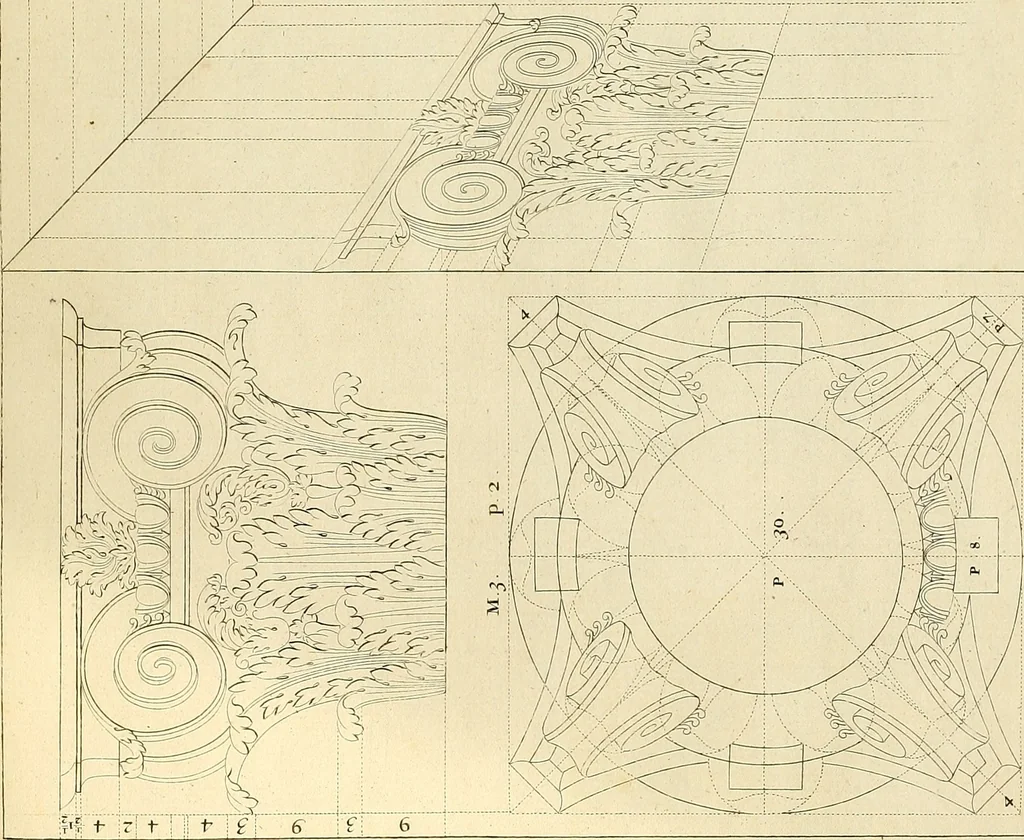An illustration from Rules and examples of perspective proper for painters and architects, etc. in English and Latin :‡bcontaining a most easie and expeditious method to delineate in perspective all designs relating to architecture, after a new manner, wholly free from the confusion of occult lines /‡cby that great master thereof, Andrea Pozzo, Soc. Jef. engraven in 105 ample folio plates, and adorn'd with 200 initial letters to the explanatory discourses ; printed from copper-plates ony best paper by John Sturt ; done into English from the original printed at Rome 1693 in Lat. and Ital. by Mr John James of Greenwich, 1693, leaf 102