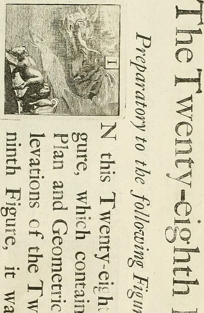 An illustration from Rules and examples of perspective proper for painters and architects, etc. in English and Latin :‡bcontaining a most easie and expeditious method to delineate in perspective all designs relating to architecture, after a new manner, wholly free from the confusion of occult lines /‡cby that great master thereof, Andrea Pozzo, Soc. Jef. engraven in 105 ample folio plates, and adorn'd with 200 initial letters to the explanatory discourses ; printed from copper-plates ony best paper by John Sturt ; done into English from the original printed at Rome 1693 in Lat. and Ital. by Mr John James of Greenwich, 1693, leaf 112