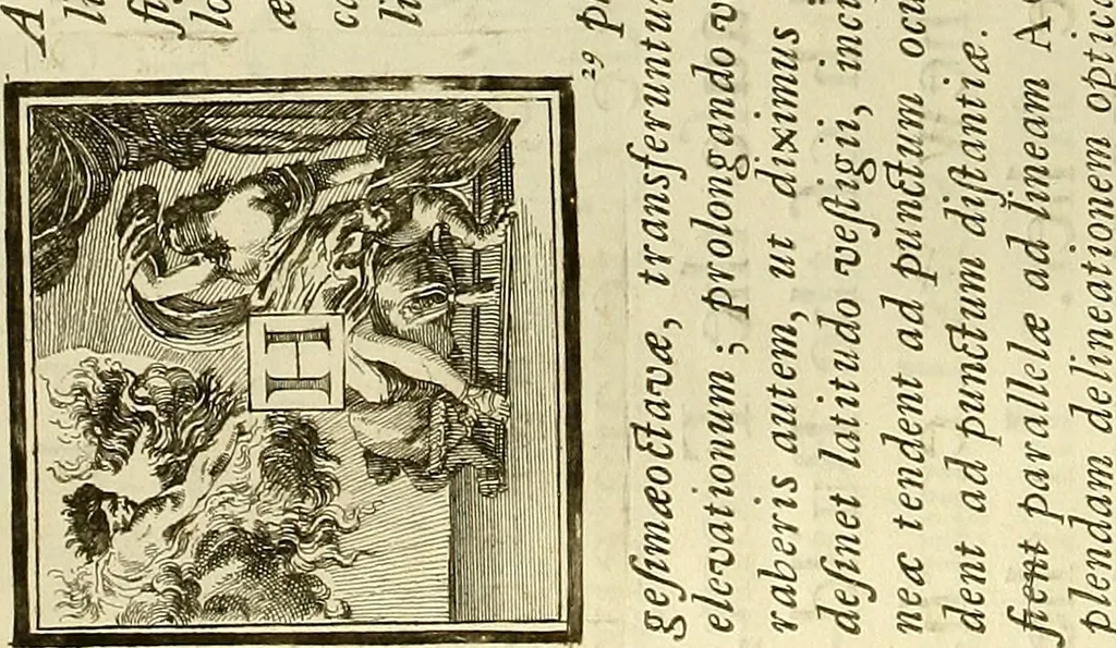 An illustration from Rules and examples of perspective proper for painters and architects, etc. in English and Latin :‡bcontaining a most easie and expeditious method to delineate in perspective all designs relating to architecture, after a new manner, wholly free from the confusion of occult lines /‡cby that great master thereof, Andrea Pozzo, Soc. Jef. engraven in 105 ample folio plates, and adorn'd with 200 initial letters to the explanatory discourses ; printed from copper-plates ony best paper by John Sturt ; done into English from the original printed at Rome 1693 in Lat. and Ital. by Mr John James of Greenwich, 1693, leaf 113
