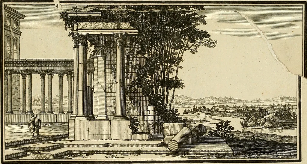 An illustration from Rules and examples of perspective proper for painters and architects, etc. in English and Latin :‡bcontaining a most easie and expeditious method to delineate in perspective all designs relating to architecture, after a new manner, wholly free from the confusion of occult lines /‡cby that great master thereof, Andrea Pozzo, Soc. Jef. engraven in 105 ample folio plates, and adorn'd with 200 initial letters to the explanatory discourses ; printed from copper-plates ony best paper by John Sturt ; done into English from the original printed at Rome 1693 in Lat. and Ital. by Mr John James of Greenwich, 1693, leaf 12