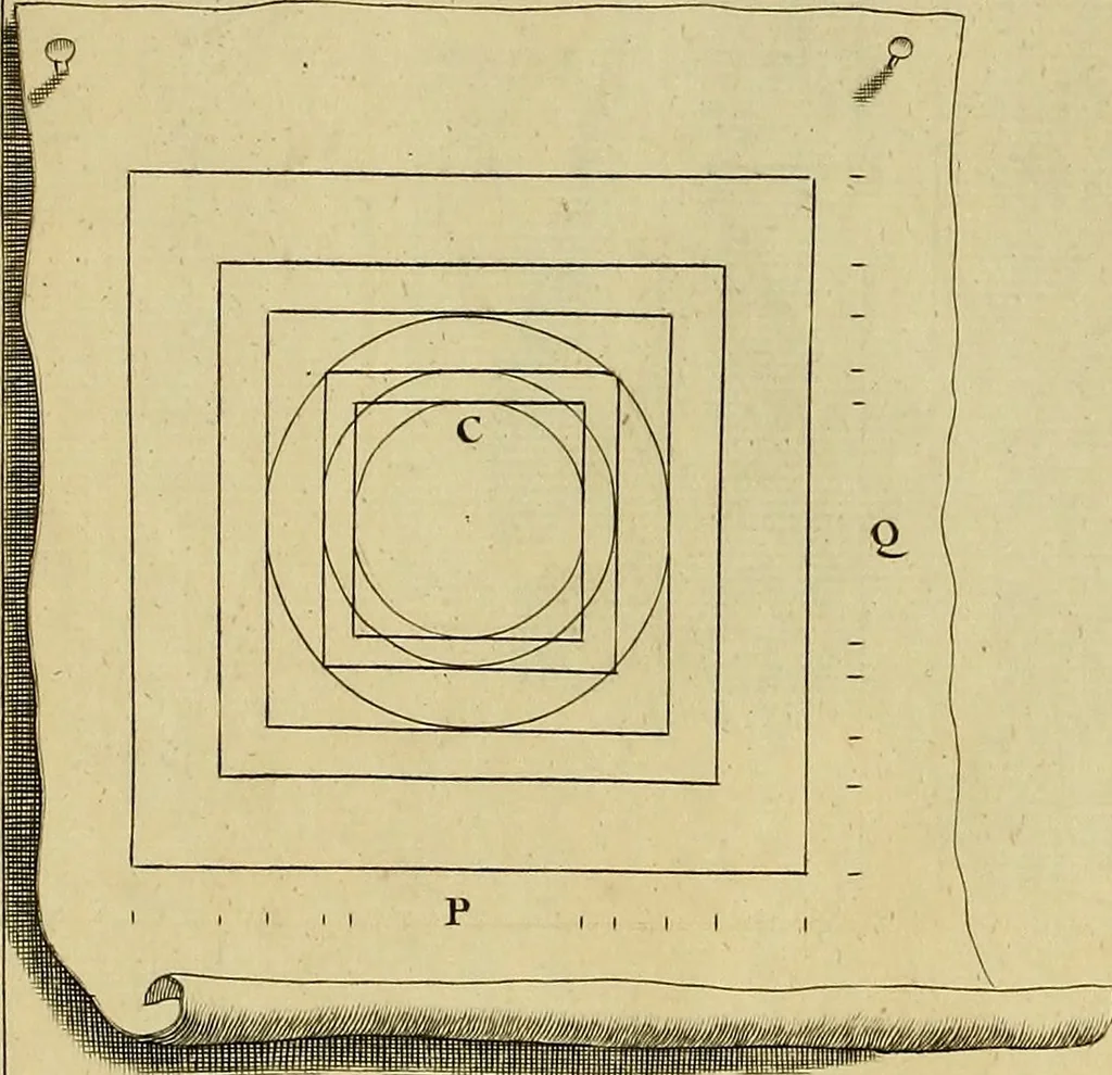 An illustration from Rules and examples of perspective proper for painters and architects, etc. in English and Latin :‡bcontaining a most easie and expeditious method to delineate in perspective all designs relating to architecture, after a new manner, wholly free from the confusion of occult lines /‡cby that great master thereof, Andrea Pozzo, Soc. Jef. engraven in 105 ample folio plates, and adorn'd with 200 initial letters to the explanatory discourses ; printed from copper-plates ony best paper by John Sturt ; done into English from the original printed at Rome 1693 in Lat. and Ital. by Mr John James of Greenwich, 1693, leaf 135