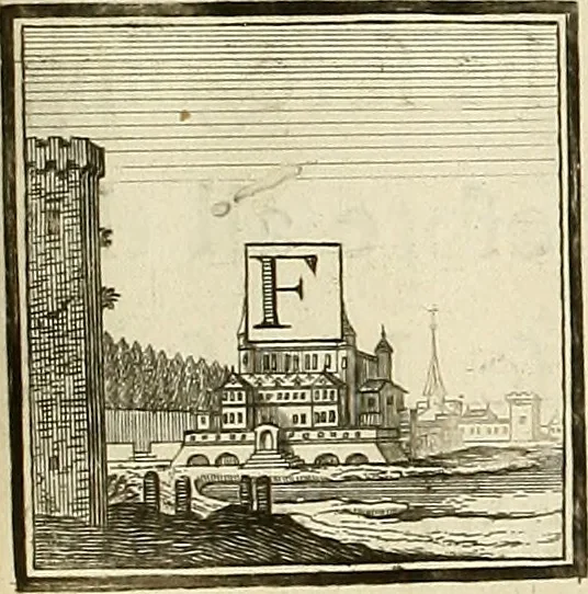 An illustration from Rules and examples of perspective proper for painters and architects, etc. in English and Latin :‡bcontaining a most easie and expeditious method to delineate in perspective all designs relating to architecture, after a new manner, wholly free from the confusion of occult lines /‡cby that great master thereof, Andrea Pozzo, Soc. Jef. engraven in 105 ample folio plates, and adorn'd with 200 initial letters to the explanatory discourses ; printed from copper-plates ony best paper by John Sturt ; done into English from the original printed at Rome 1693 in Lat. and Ital. by Mr John James of Greenwich, 1693, leaf 148