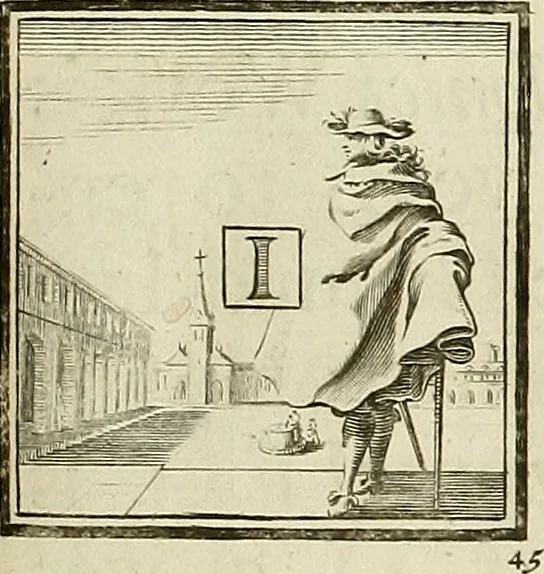 An illustration from Rules and examples of perspective proper for painters and architects, etc. in English and Latin :‡bcontaining a most easie and expeditious method to delineate in perspective all designs relating to architecture, after a new manner, wholly free from the confusion of occult lines /‡cby that great master thereof, Andrea Pozzo, Soc. Jef. engraven in 105 ample folio plates, and adorn'd with 200 initial letters to the explanatory discourses ; printed from copper-plates ony best paper by John Sturt ; done into English from the original printed at Rome 1693 in Lat. and Ital. by Mr John James of Greenwich, 1693, leaf 166