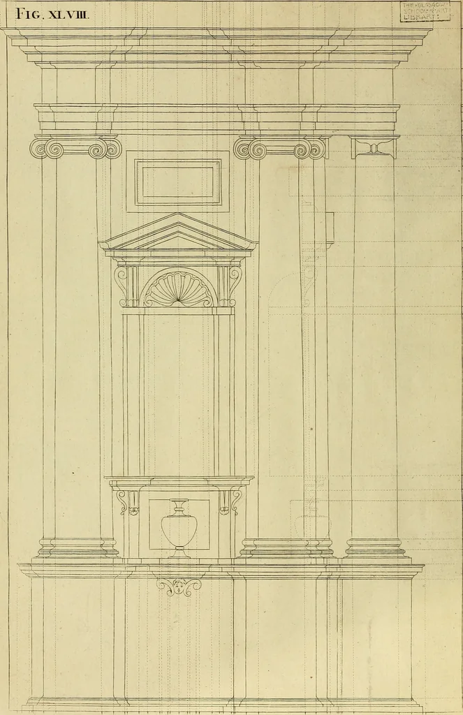 An illustration from Rules and examples of perspective proper for painters and architects, etc. in English and Latin :‡bcontaining a most easie and expeditious method to delineate in perspective all designs relating to architecture, after a new manner, wholly free from the confusion of occult lines /‡cby that great master thereof, Andrea Pozzo, Soc. Jef. engraven in 105 ample folio plates, and adorn'd with 200 initial letters to the explanatory discourses ; printed from copper-plates ony best paper by John Sturt ; done into English from the original printed at Rome 1693 in Lat. and Ital. by Mr John James of Greenwich, 1693, leaf 171