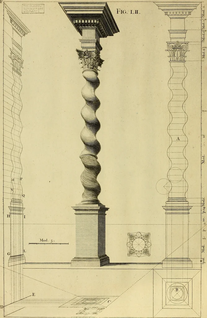 An illustration from Rules and examples of perspective proper for painters and architects, etc. in English and Latin :‡bcontaining a most easie and expeditious method to delineate in perspective all designs relating to architecture, after a new manner, wholly free from the confusion of occult lines /‡cby that great master thereof, Andrea Pozzo, Soc. Jef. engraven in 105 ample folio plates, and adorn'd with 200 initial letters to the explanatory discourses ; printed from copper-plates ony best paper by John Sturt ; done into English from the original printed at Rome 1693 in Lat. and Ital. by Mr John James of Greenwich, 1693, leaf 183