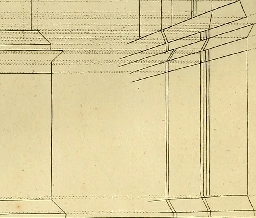An illustration from Rules and examples of perspective proper for painters and architects, etc. in English and Latin :‡bcontaining a most easie and expeditious method to delineate in perspective all designs relating to architecture, after a new manner, wholly free from the confusion of occult lines /‡cby that great master thereof, Andrea Pozzo, Soc. Jef. engraven in 105 ample folio plates, and adorn'd with 200 initial letters to the explanatory discourses ; printed from copper-plates ony best paper by John Sturt ; done into English from the original printed at Rome 1693 in Lat. and Ital. by Mr John James of Greenwich, 1693, leaf 201