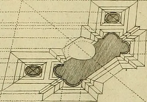 An illustration from Rules and examples of perspective proper for painters and architects, etc. in English and Latin :‡bcontaining a most easie and expeditious method to delineate in perspective all designs relating to architecture, after a new manner, wholly free from the confusion of occult lines /‡cby that great master thereof, Andrea Pozzo, Soc. Jef. engraven in 105 ample folio plates, and adorn'd with 200 initial letters to the explanatory discourses ; printed from copper-plates ony best paper by John Sturt ; done into English from the original printed at Rome 1693 in Lat. and Ital. by Mr John James of Greenwich, 1693, leaf 207