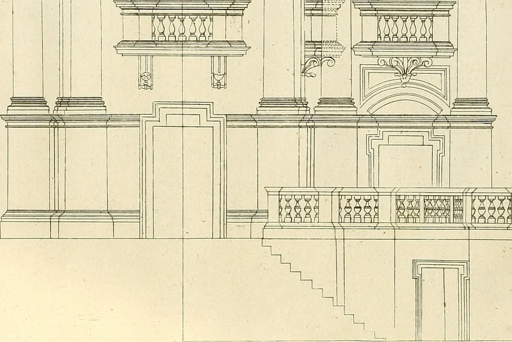 An illustration from Rules and examples of perspective proper for painters and architects, etc. in English and Latin :‡bcontaining a most easie and expeditious method to delineate in perspective all designs relating to architecture, after a new manner, wholly free from the confusion of occult lines /‡cby that great master thereof, Andrea Pozzo, Soc. Jef. engraven in 105 ample folio plates, and adorn'd with 200 initial letters to the explanatory discourses ; printed from copper-plates ony best paper by John Sturt ; done into English from the original printed at Rome 1693 in Lat. and Ital. by Mr John James of Greenwich, 1693, leaf 234
