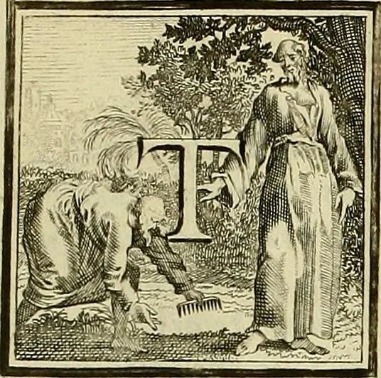 An illustration from Rules and examples of perspective proper for painters and architects, etc. in English and Latin :‡bcontaining a most easie and expeditious method to delineate in perspective all designs relating to architecture, after a new manner, wholly free from the confusion of occult lines /‡cby that great master thereof, Andrea Pozzo, Soc. Jef. engraven in 105 ample folio plates, and adorn'd with 200 initial letters to the explanatory discourses ; printed from copper-plates ony best paper by John Sturt ; done into English from the original printed at Rome 1693 in Lat. and Ital. by Mr John James of Greenwich, 1693, leaf 245