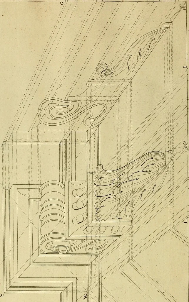 An illustration from Rules and examples of perspective proper for painters and architects, etc. in English and Latin :‡bcontaining a most easie and expeditious method to delineate in perspective all designs relating to architecture, after a new manner, wholly free from the confusion of occult lines /‡cby that great master thereof, Andrea Pozzo, Soc. Jef. engraven in 105 ample folio plates, and adorn'd with 200 initial letters to the explanatory discourses ; printed from copper-plates ony best paper by John Sturt ; done into English from the original printed at Rome 1693 in Lat. and Ital. by Mr John James of Greenwich, 1693, leaf 267