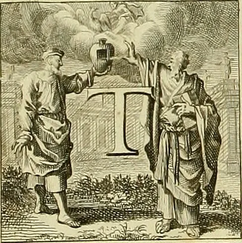 An illustration from Rules and examples of perspective proper for painters and architects, etc. in English and Latin :‡bcontaining a most easie and expeditious method to delineate in perspective all designs relating to architecture, after a new manner, wholly free from the confusion of occult lines /‡cby that great master thereof, Andrea Pozzo, Soc. Jef. engraven in 105 ample folio plates, and adorn'd with 200 initial letters to the explanatory discourses ; printed from copper-plates ony best paper by John Sturt ; done into English from the original printed at Rome 1693 in Lat. and Ital. by Mr John James of Greenwich, 1693, leaf 27