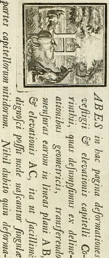 An illustration from Rules and examples of perspective proper for painters and architects, etc. in English and Latin :‡bcontaining a most easie and expeditious method to delineate in perspective all designs relating to architecture, after a new manner, wholly free from the confusion of occult lines /‡cby that great master thereof, Andrea Pozzo, Soc. Jef. engraven in 105 ample folio plates, and adorn'd with 200 initial letters to the explanatory discourses ; printed from copper-plates ony best paper by John Sturt ; done into English from the original printed at Rome 1693 in Lat. and Ital. by Mr John James of Greenwich, 1693, leaf 280