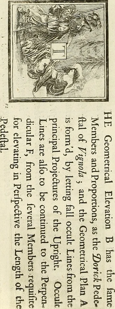 An illustration from Rules and examples of perspective proper for painters and architects, etc. in English and Latin :‡bcontaining a most easie and expeditious method to delineate in perspective all designs relating to architecture, after a new manner, wholly free from the confusion of occult lines /‡cby that great master thereof, Andrea Pozzo, Soc. Jef. engraven in 105 ample folio plates, and adorn'd with 200 initial letters to the explanatory discourses ; printed from copper-plates ony best paper by John Sturt ; done into English from the original printed at Rome 1693 in Lat. and Ital. by Mr John James of Greenwich, 1693, leaf 56