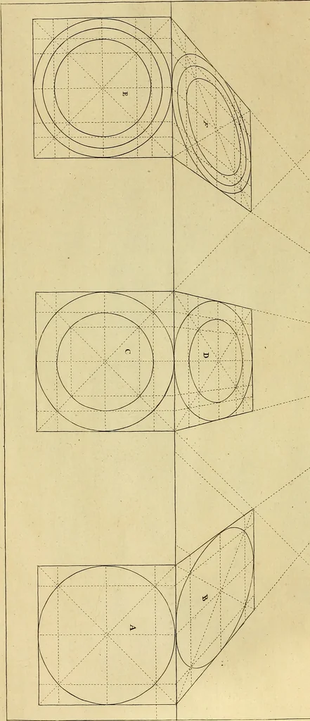 An illustration from Rules and examples of perspective proper for painters and architects, etc. in English and Latin :‡bcontaining a most easie and expeditious method to delineate in perspective all designs relating to architecture, after a new manner, wholly free from the confusion of occult lines /‡cby that great master thereof, Andrea Pozzo, Soc. Jef. engraven in 105 ample folio plates, and adorn'd with 200 initial letters to the explanatory discourses ; printed from copper-plates ony best paper by John Sturt ; done into English from the original printed at Rome 1693 in Lat. and Ital. by Mr John James of Greenwich, 1693, leaf 67