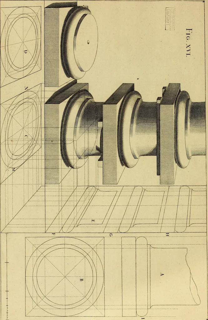 An illustration from Rules and examples of perspective proper for painters and architects, etc. in English and Latin :‡bcontaining a most easie and expeditious method to delineate in perspective all designs relating to architecture, after a new manner, wholly free from the confusion of occult lines /‡cby that great master thereof, Andrea Pozzo, Soc. Jef. engraven in 105 ample folio plates, and adorn'd with 200 initial letters to the explanatory discourses ; printed from copper-plates ony best paper by John Sturt ; done into English from the original printed at Rome 1693 in Lat. and Ital. by Mr John James of Greenwich, 1693, leaf 73