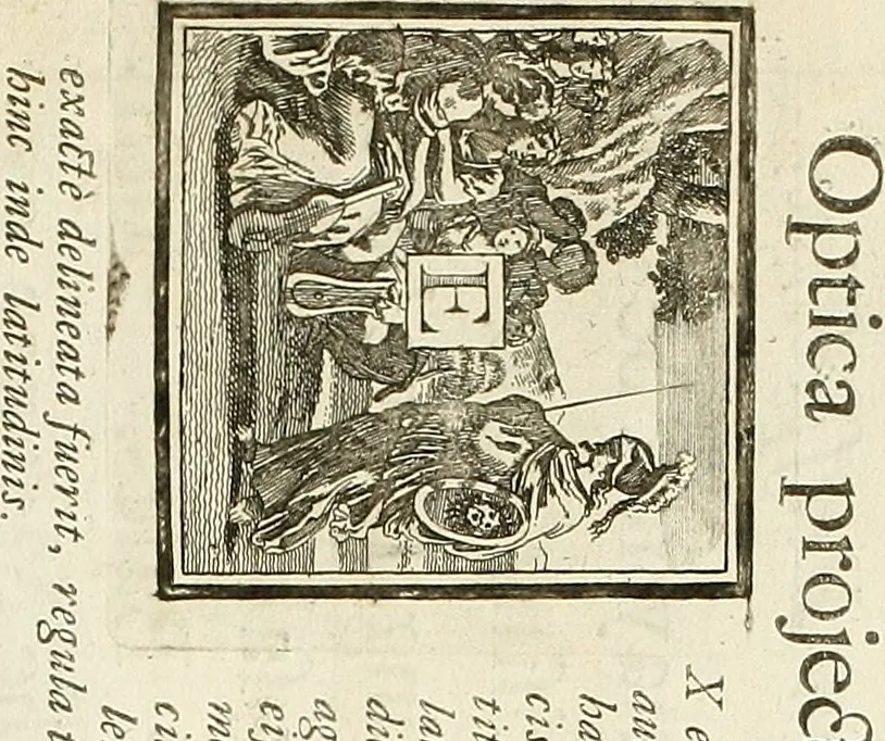An illustration from Rules and examples of perspective proper for painters and architects, etc. in English and Latin :‡bcontaining a most easie and expeditious method to delineate in perspective all designs relating to architecture, after a new manner, wholly free from the confusion of occult lines /‡cby that great master thereof, Andrea Pozzo, Soc. Jef. engraven in 105 ample folio plates, and adorn'd with 200 initial letters to the explanatory discourses ; printed from copper-plates ony best paper by John Sturt ; done into English from the original printed at Rome 1693 in Lat. and Ital. by Mr John James of Greenwich, 1693, leaf 74
