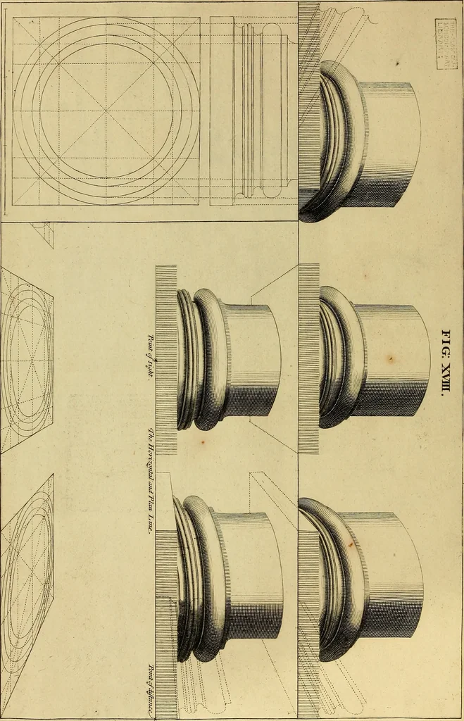 An illustration from Rules and examples of perspective proper for painters and architects, etc. in English and Latin :‡bcontaining a most easie and expeditious method to delineate in perspective all designs relating to architecture, after a new manner, wholly free from the confusion of occult lines /‡cby that great master thereof, Andrea Pozzo, Soc. Jef. engraven in 105 ample folio plates, and adorn'd with 200 initial letters to the explanatory discourses ; printed from copper-plates ony best paper by John Sturt ; done into English from the original printed at Rome 1693 in Lat. and Ital. by Mr John James of Greenwich, 1693, leaf 79
