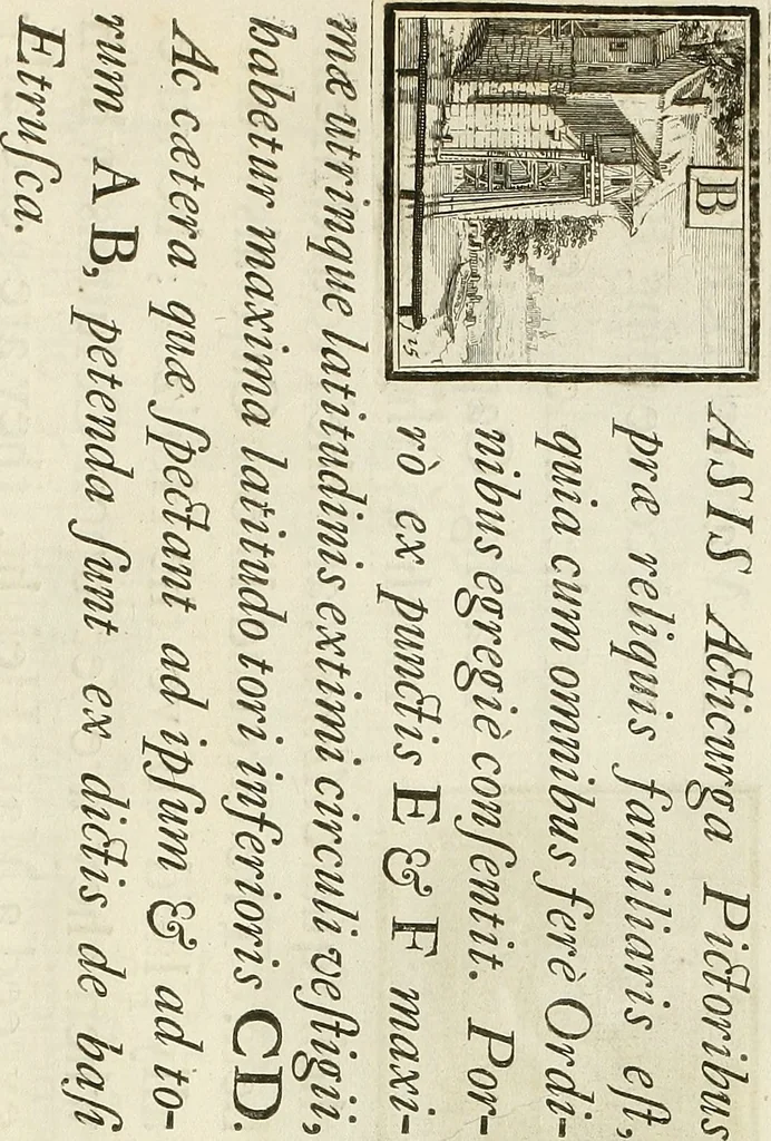 An illustration from Rules and examples of perspective proper for painters and architects, etc. in English and Latin :‡bcontaining a most easie and expeditious method to delineate in perspective all designs relating to architecture, after a new manner, wholly free from the confusion of occult lines /‡cby that great master thereof, Andrea Pozzo, Soc. Jef. engraven in 105 ample folio plates, and adorn'd with 200 initial letters to the explanatory discourses ; printed from copper-plates ony best paper by John Sturt ; done into English from the original printed at Rome 1693 in Lat. and Ital. by Mr John James of Greenwich, 1693, leaf 86