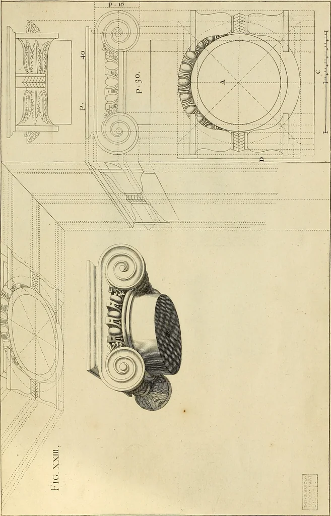 An illustration from Rules and examples of perspective proper for painters and architects, etc. in English and Latin :‡bcontaining a most easie and expeditious method to delineate in perspective all designs relating to architecture, after a new manner, wholly free from the confusion of occult lines /‡cby that great master thereof, Andrea Pozzo, Soc. Jef. engraven in 105 ample folio plates, and adorn'd with 200 initial letters to the explanatory discourses ; printed from copper-plates ony best paper by John Sturt ; done into English from the original printed at Rome 1693 in Lat. and Ital. by Mr John James of Greenwich, 1693, leaf 96