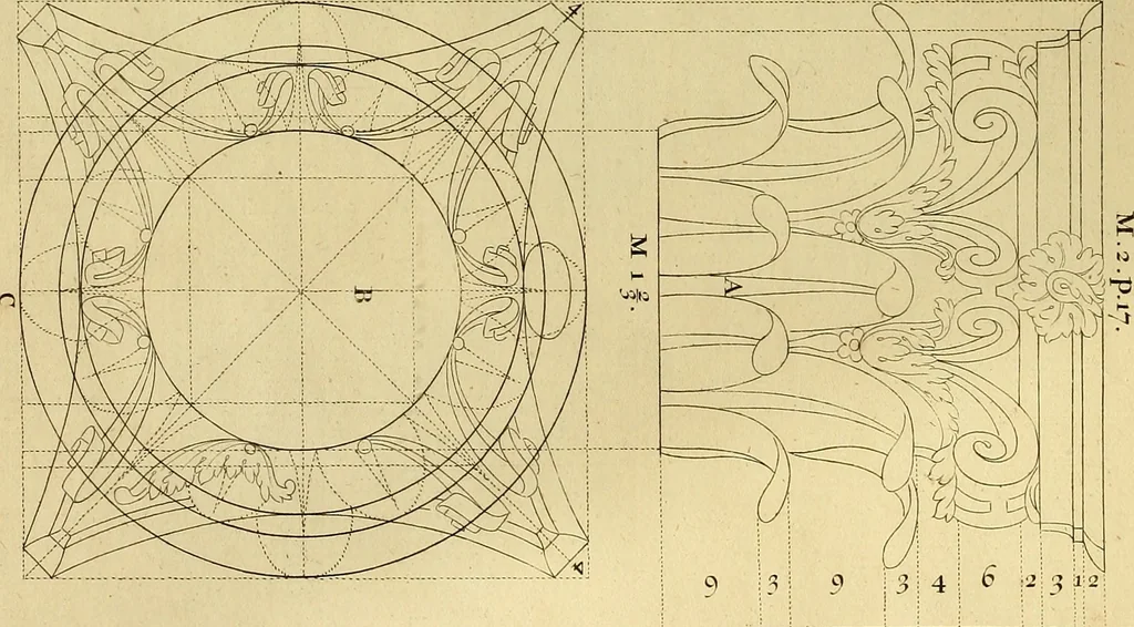 An illustration from Rules and examples of perspective proper for painters and architects, etc. in English and Latin :‡bcontaining a most easie and expeditious method to delineate in perspective all designs relating to architecture, after a new manner, wholly free from the confusion of occult lines /‡cby that great master thereof, Andrea Pozzo, Soc. Jef. engraven in 105 ample folio plates, and adorn'd with 200 initial letters to the explanatory discourses ; printed from copper-plates ony best paper by John Sturt ; done into English from the original printed at Rome 1693 in Lat. and Ital. by Mr John James of Greenwich, 1693, leaf 99