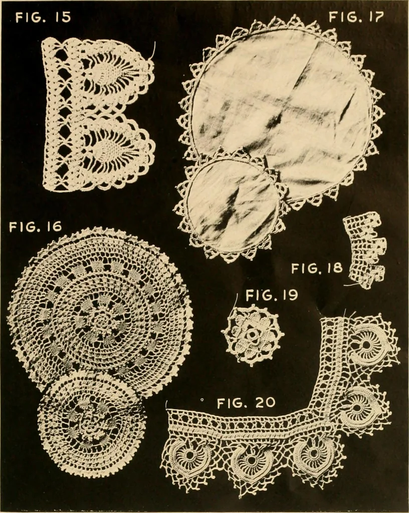 An illustration from The Rundall book of edgings, medallions, insertions and tatting, 1915, leaf 10