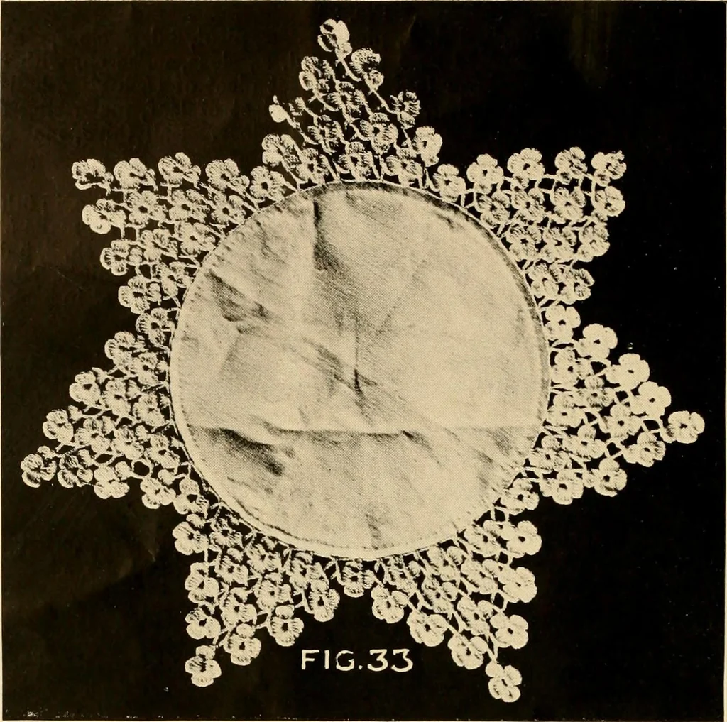 An illustration from The Rundall book of edgings, medallions, insertions and tatting, 1915, leaf 13