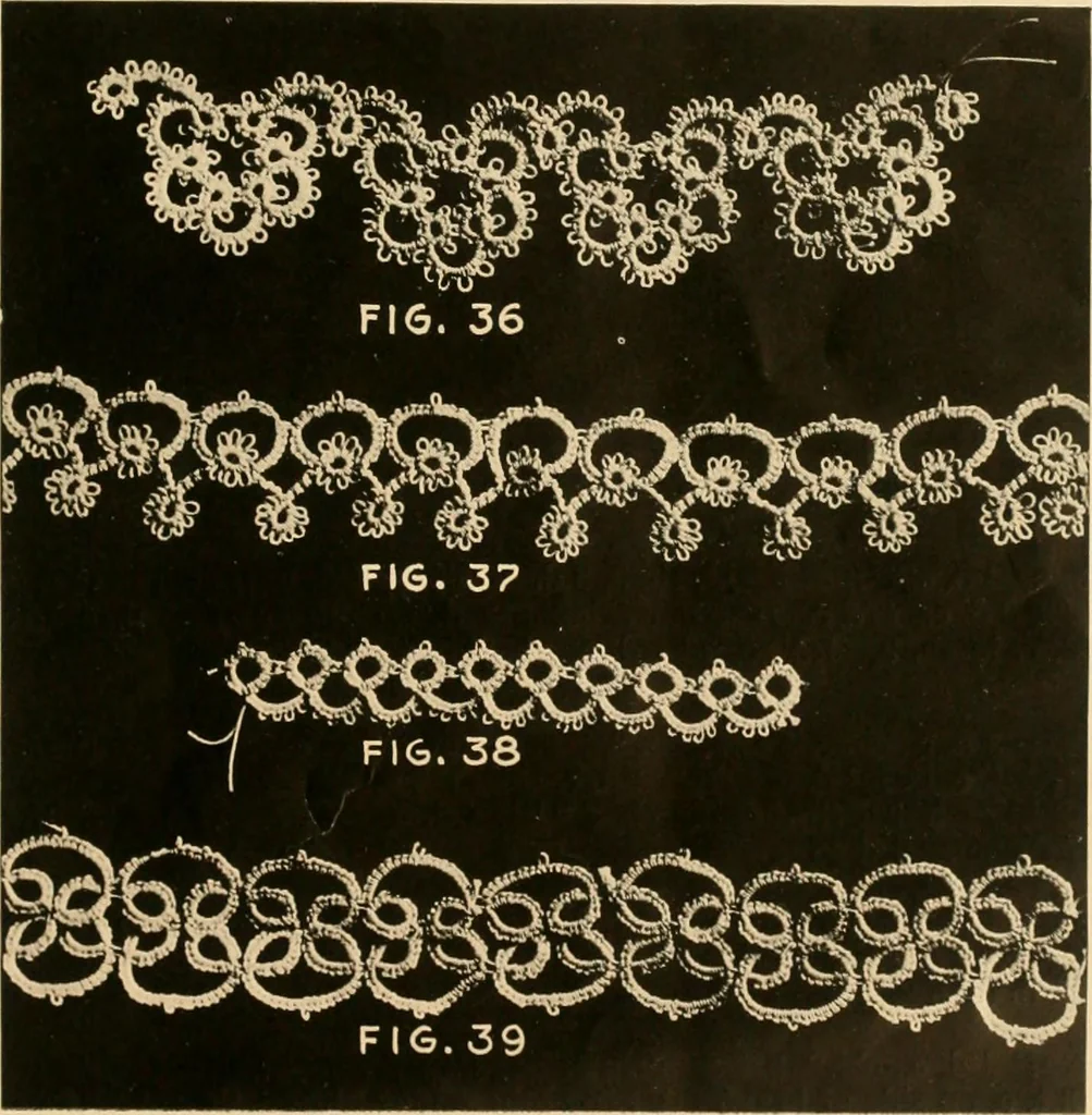 An illustration from The Rundall book of edgings, medallions, insertions and tatting, 1915, leaf 14