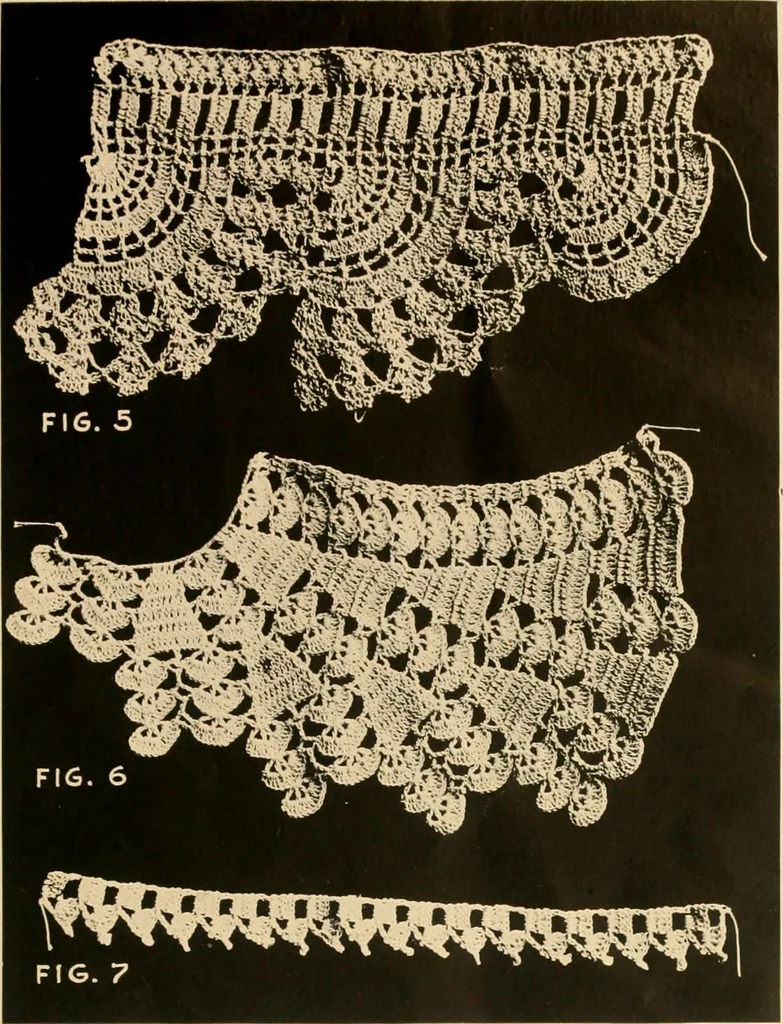 An illustration from The Rundall book of edgings, medallions, insertions and tatting, 1915, leaf 6