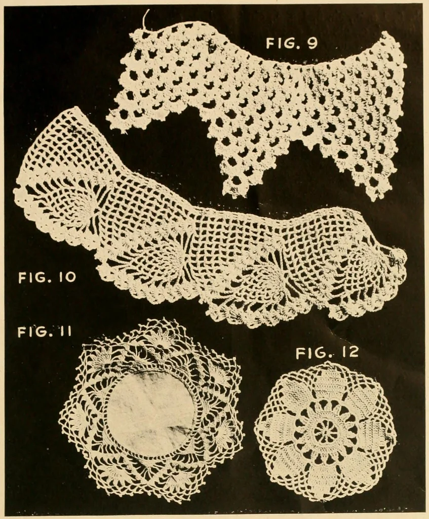 An illustration from The Rundall book of edgings, medallions, insertions and tatting, 1915, leaf 8