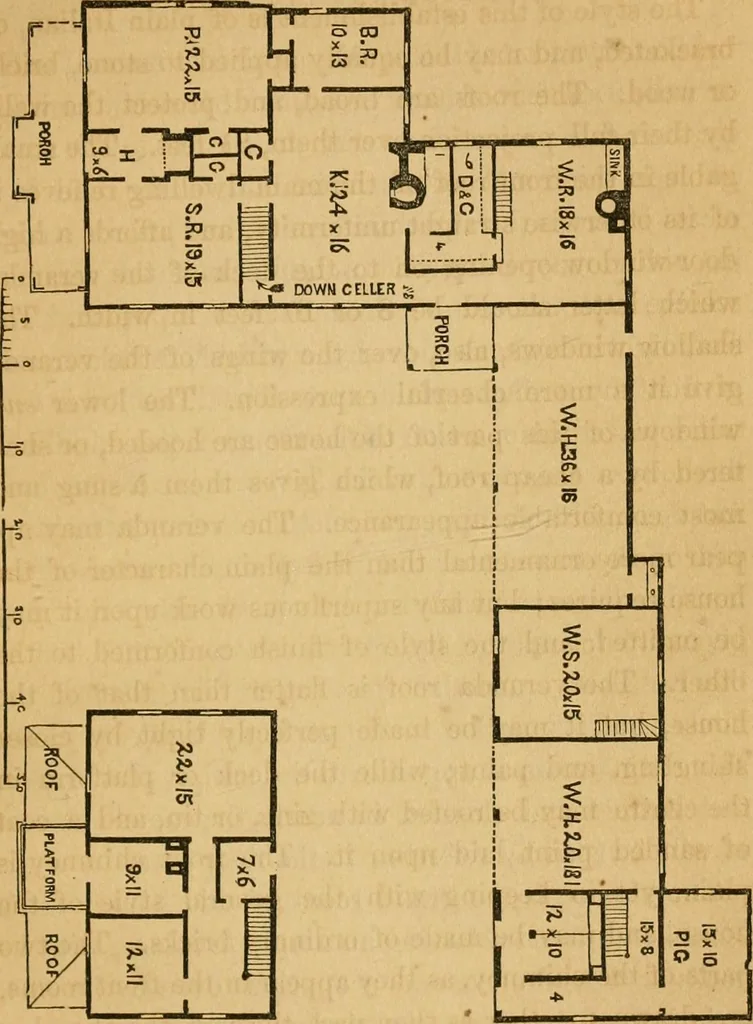 An illustration from Rural architecture : being a complete description of farm houses, cottages and out buildings ... together with lawns, pleasure grounds and parks; the flower, fruit and vegetable gardens : also, useful and ornamental domestic animals for the country resident ... also, the best method of conducting water into cattle yards and houses, 1860, leaf 100