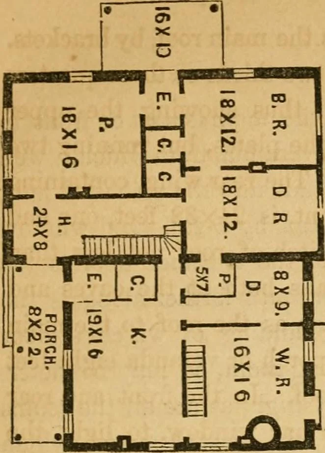 An illustration from Rural architecture : being a complete description of farm houses, cottages and out buildings ... together with lawns, pleasure grounds and parks; the flower, fruit and vegetable gardens : also, useful and ornamental domestic animals for the country resident ... also, the best method of conducting water into cattle yards and houses, 1860, leaf 116